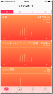 歩数の載ったダッシュボードの写真
