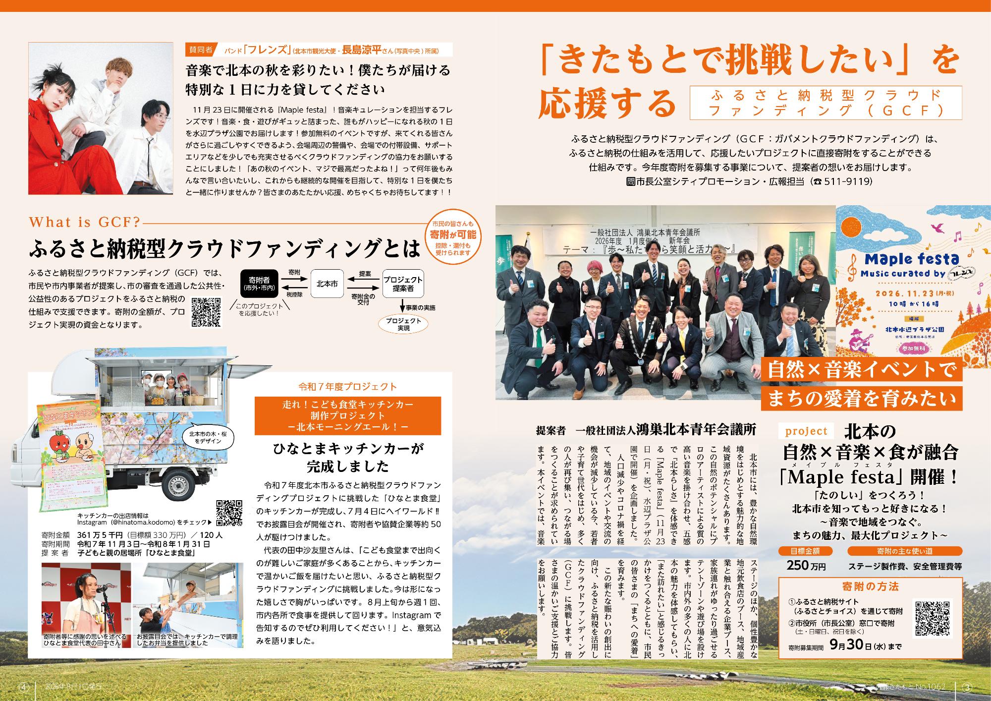 広報きたもと8月号特集「きたもとで挑戦したい」を応援する-ふるさと納税型クラウドファンディング(GCF)-
