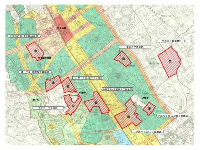 (地図)北本市内の地区計画