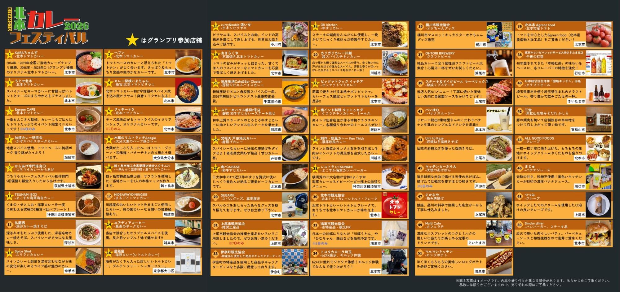 北本カレーフェスティバル2026パンフレット(裏)