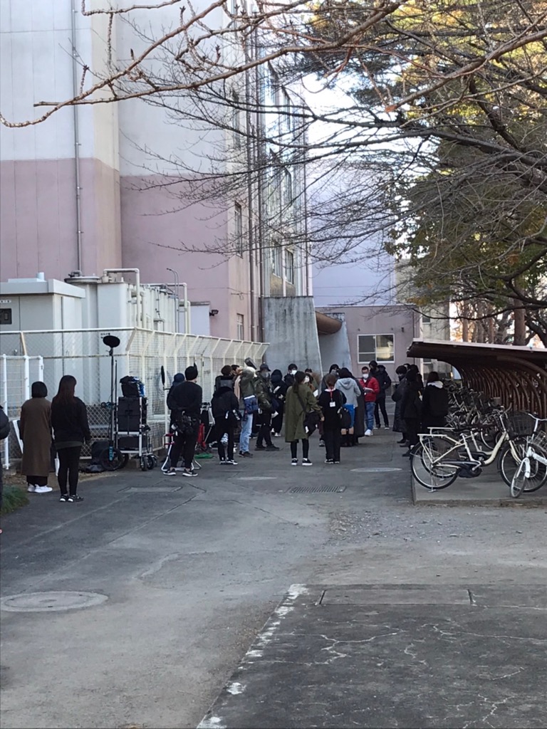 駐輪場での撮影風景