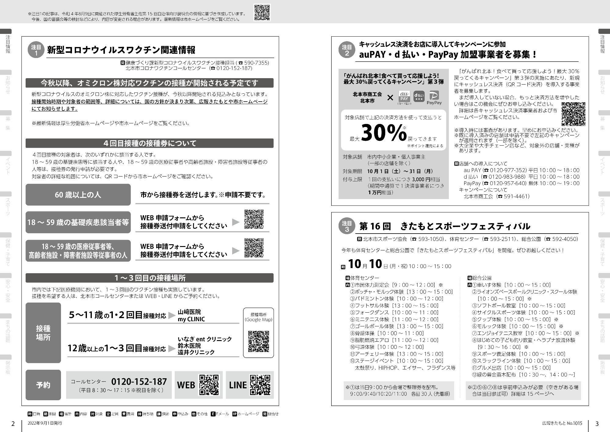 広報きたもと9月号注目