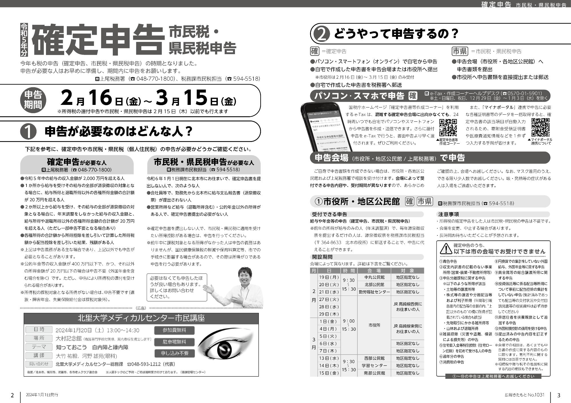 令和5年分確定申告 市民税・県民税申告