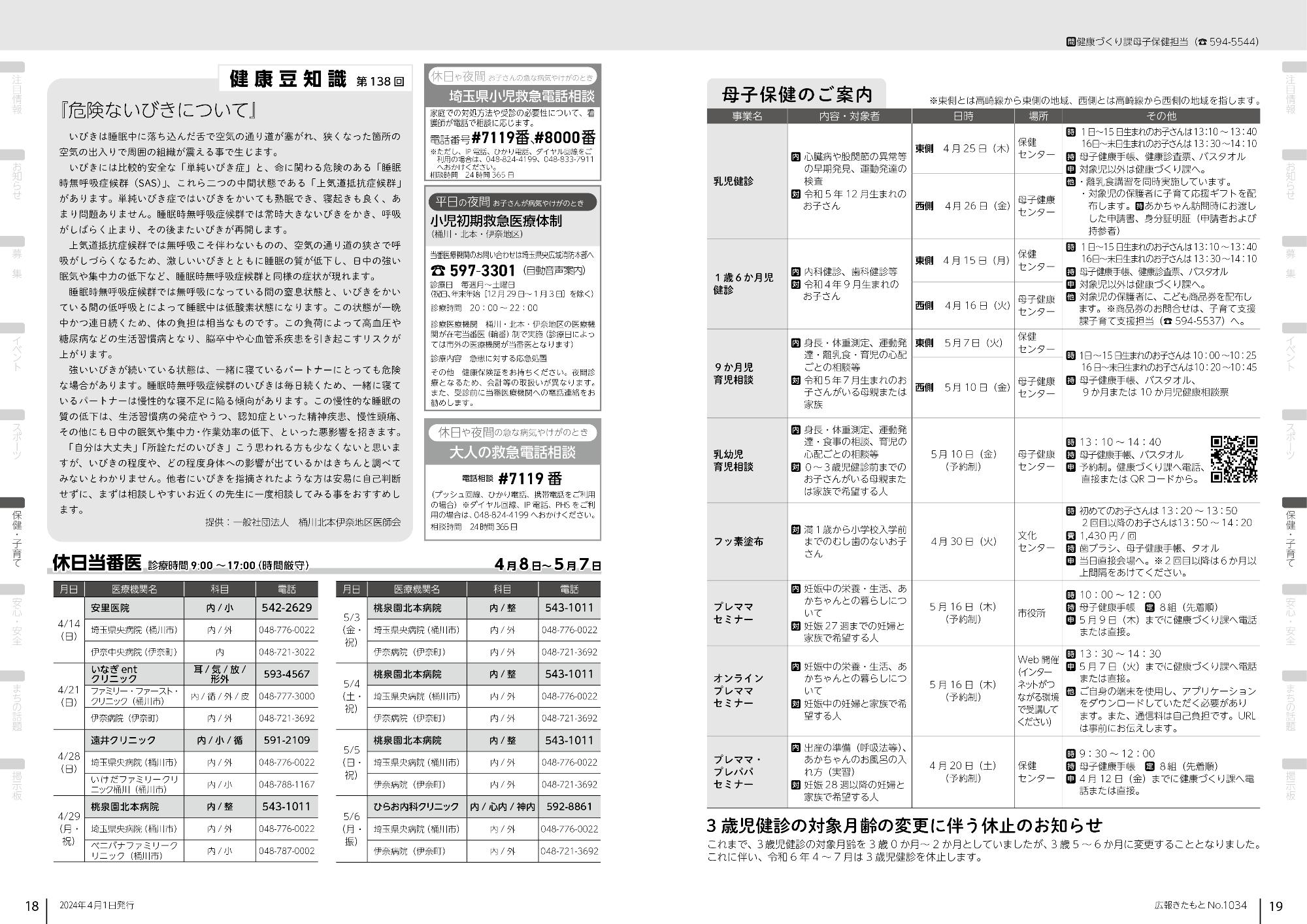 広報きたもと令和6年4月号保健・子育て