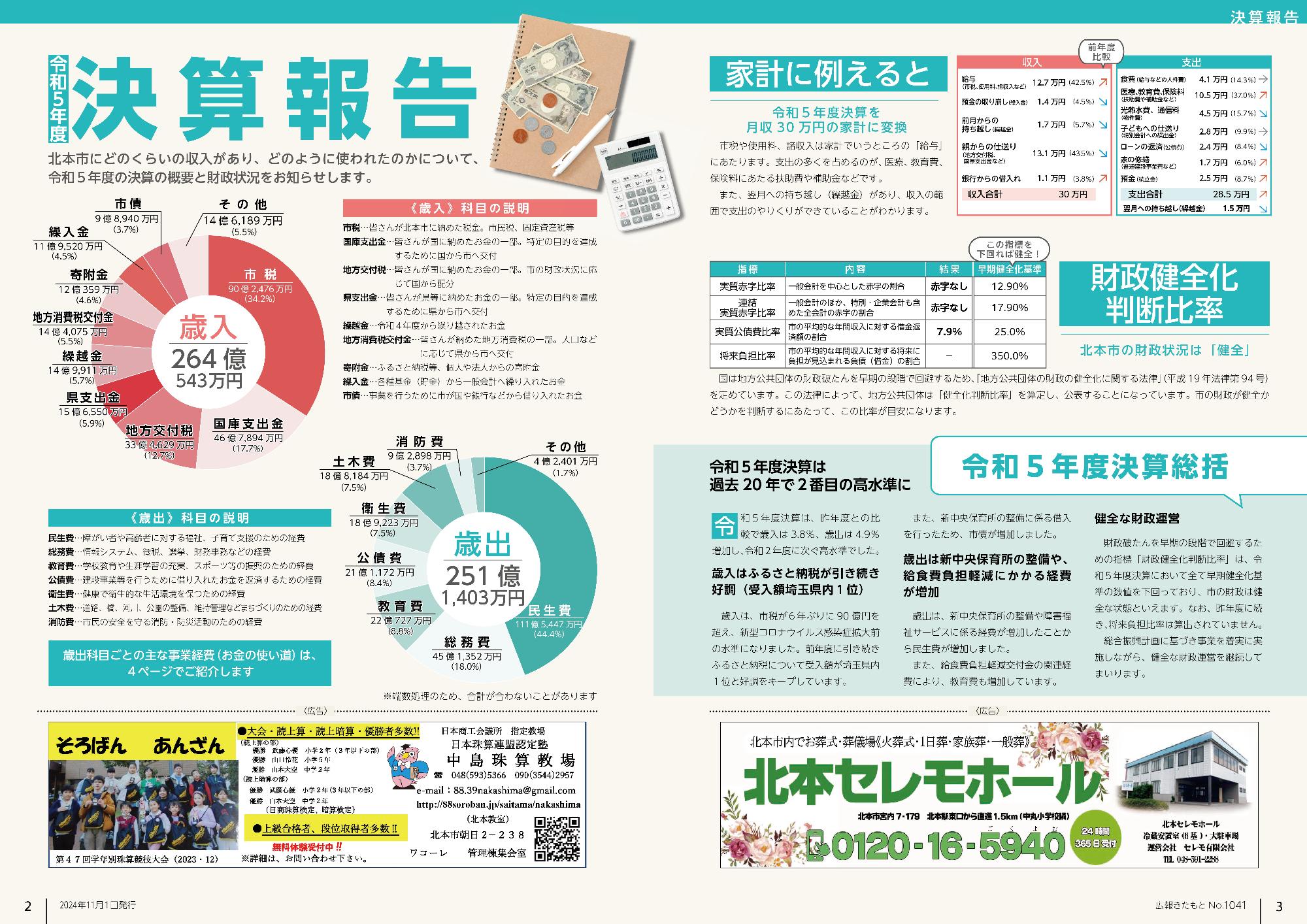 広報きたもと令和6年11月号令和5年度決算報告