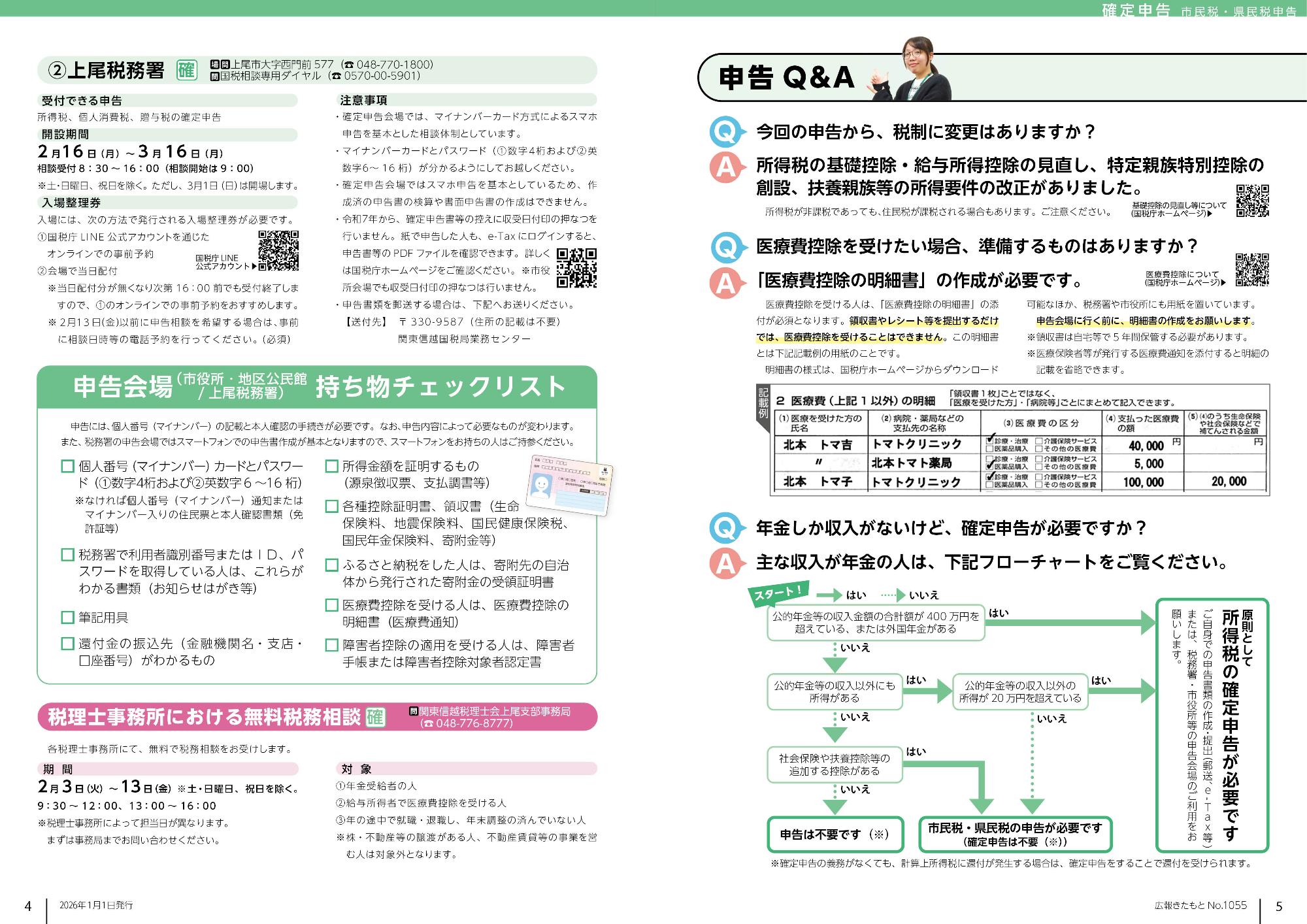 広報きたもと1月号巻頭記事「確定申告」