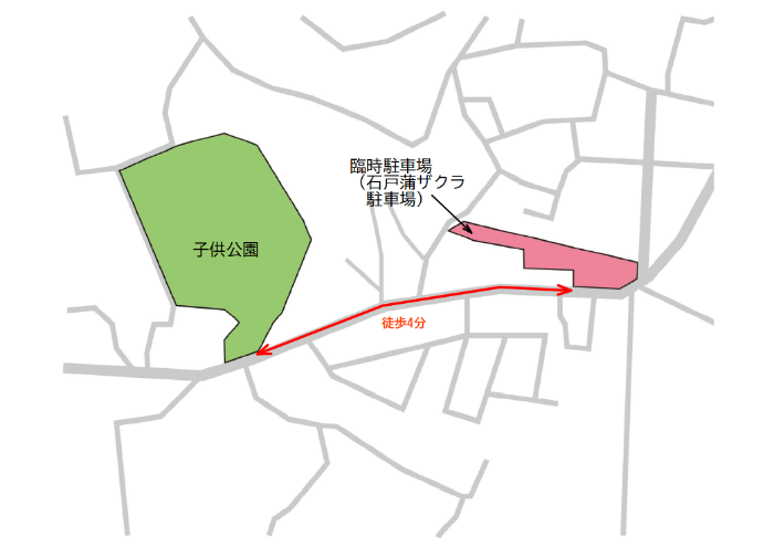 子供公園臨時駐車場案内地図