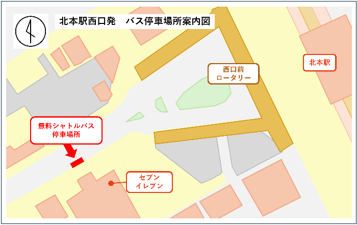 北本駅西口発　バス停車場所案内図