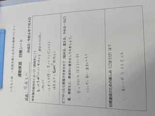 書き込んだ目標シートの写真