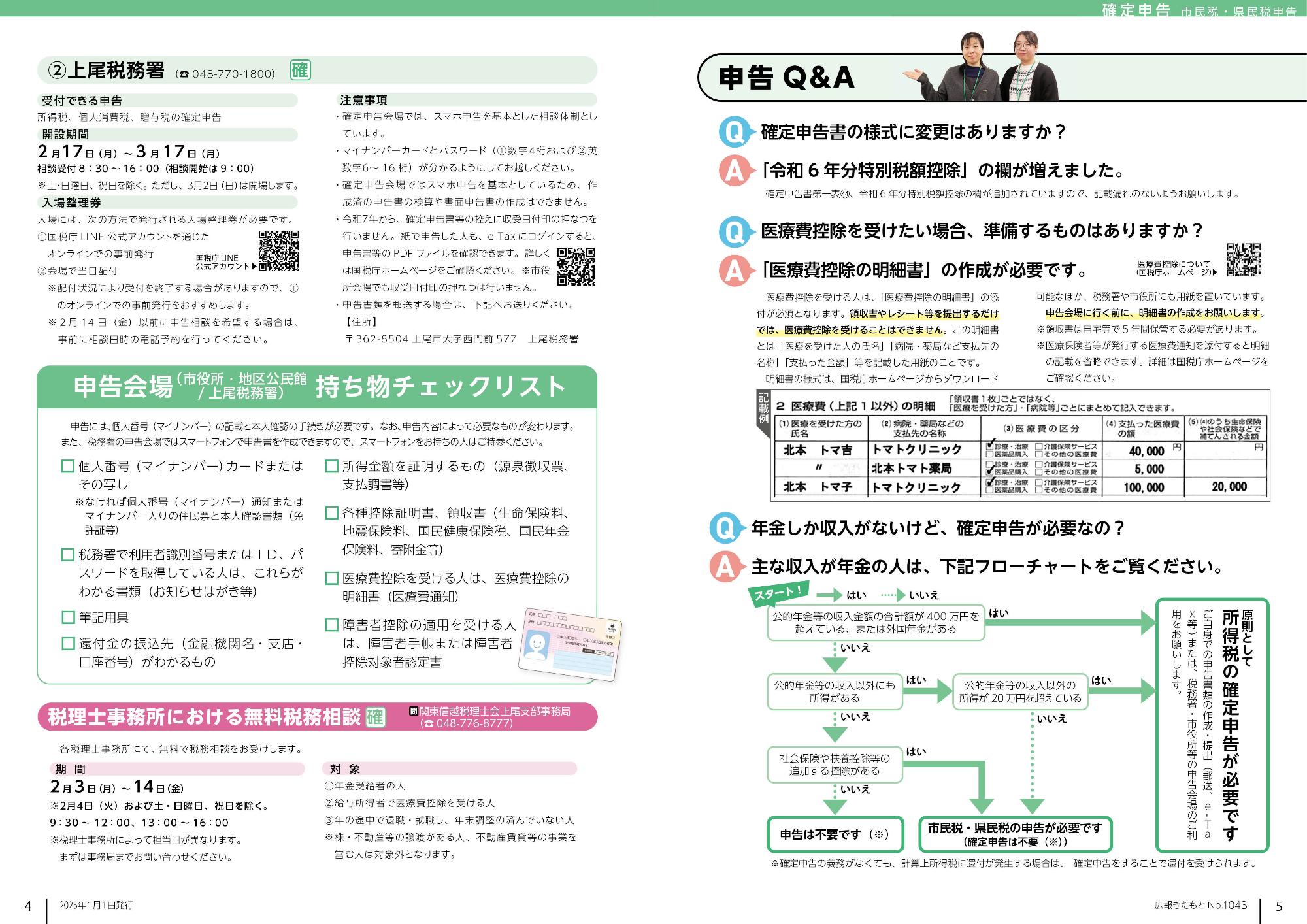 広報きたもと令和7年1月号情報面4-5ページ
